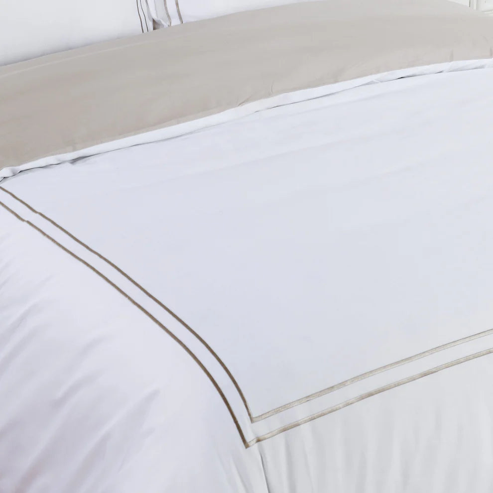 Double Embroidery Taupe Duvet Cover Bedding Set