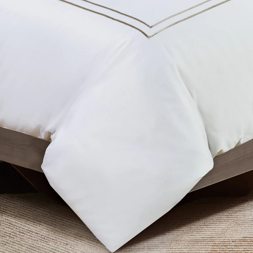 Double Embroidery Taupe Duvet Cover Bedding Set