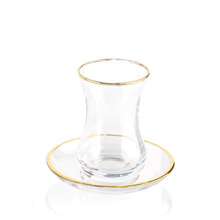 Set of 6 Tea Cups with Gold Trim