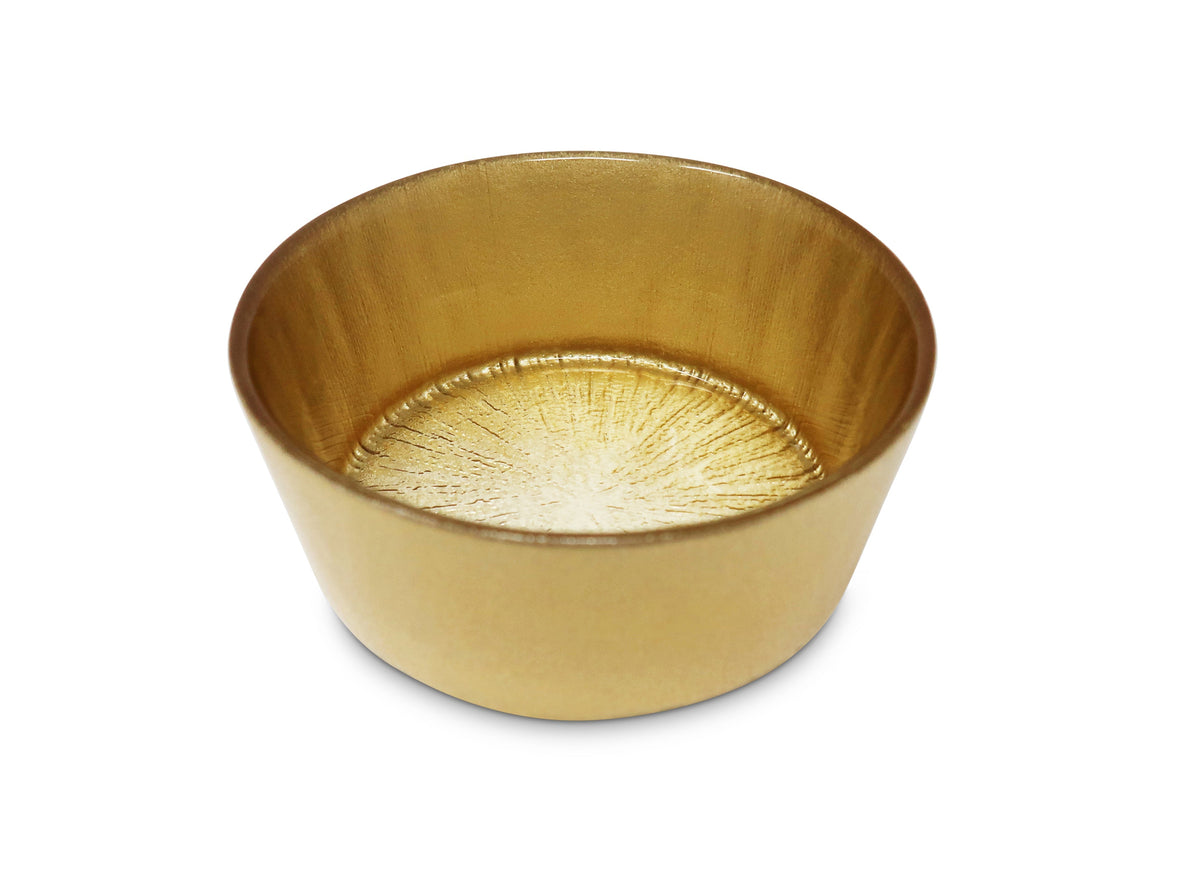 Set of 4 Crystal Glass Plates with Gold Border