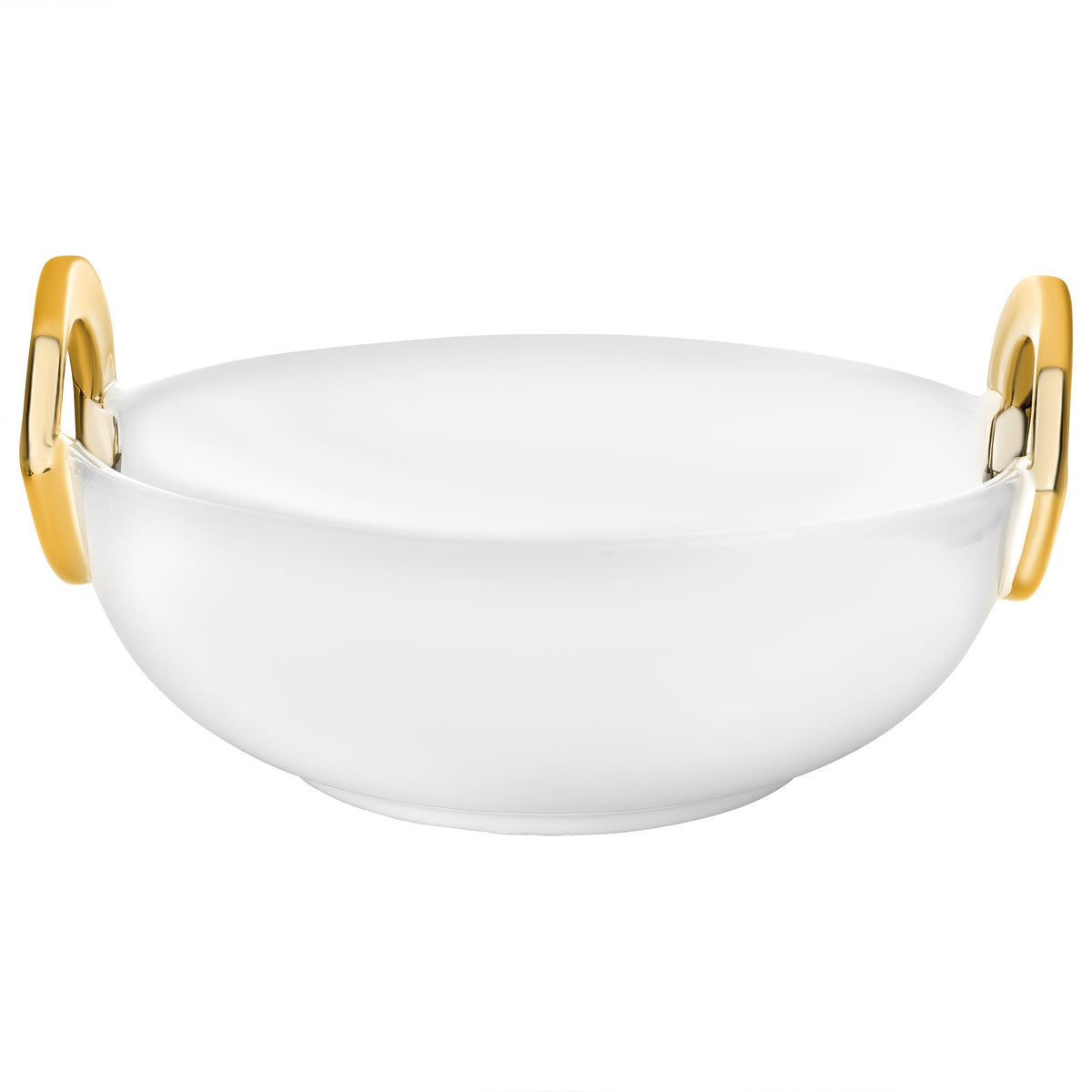 10.75" Ceramic Bowl With Gold Loop Handle
