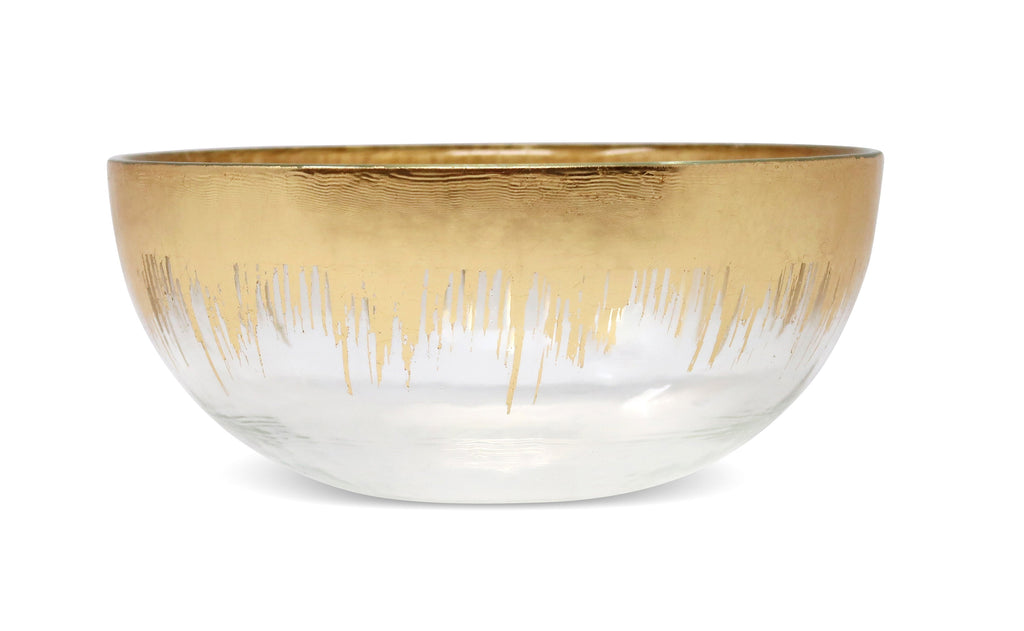 Glass Dessert Bowl with Gold Brushed Rim
