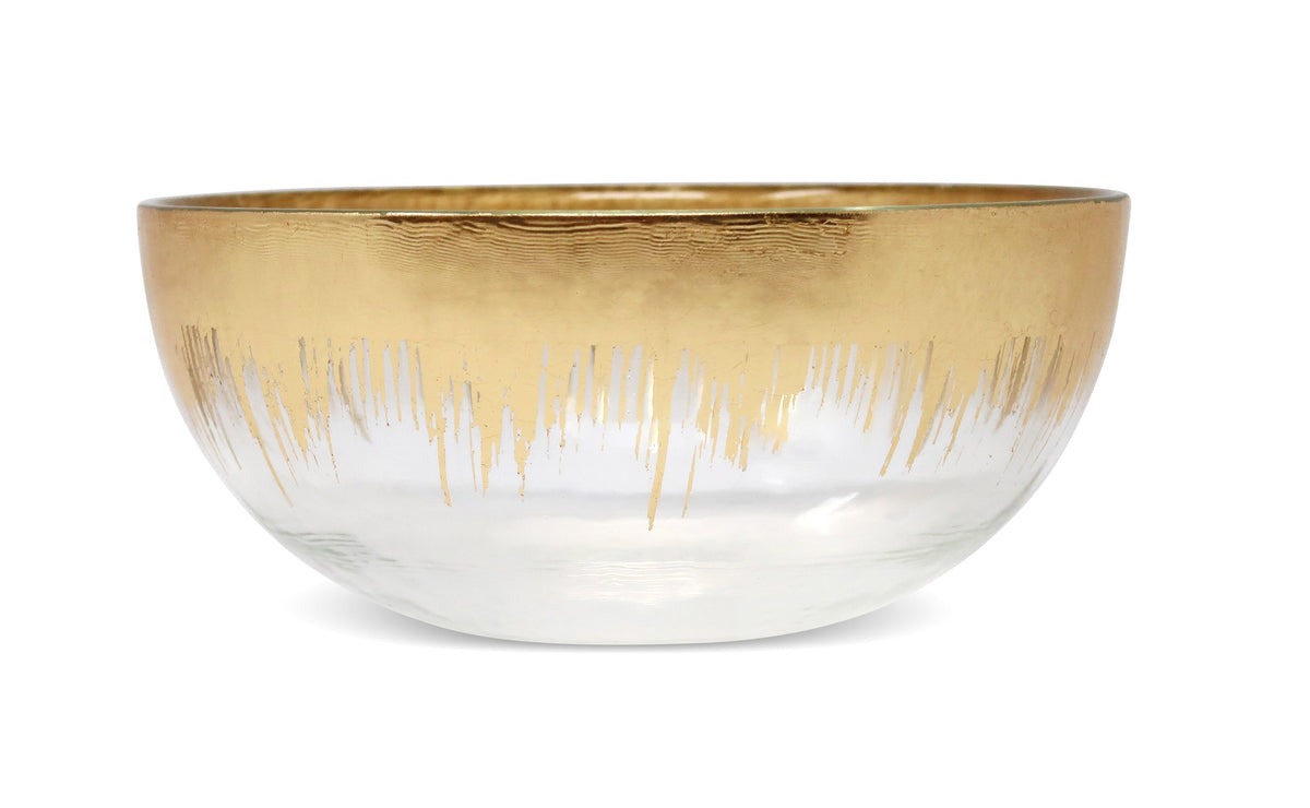 Glass Dessert Bowl with Gold Brushed Rim