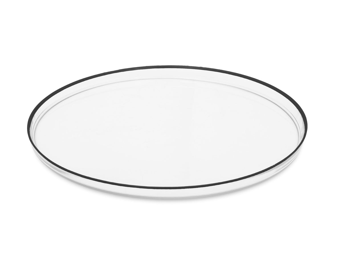 13"D Set of 4 Glass Chargers with Black Rim