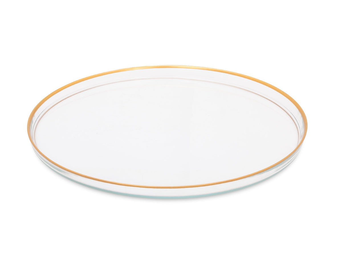 12.75"D Set of 4 Glass Chargers with Gold Rim