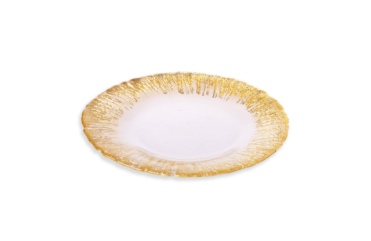 Set of 4 Chargers with Flashy Gold Design