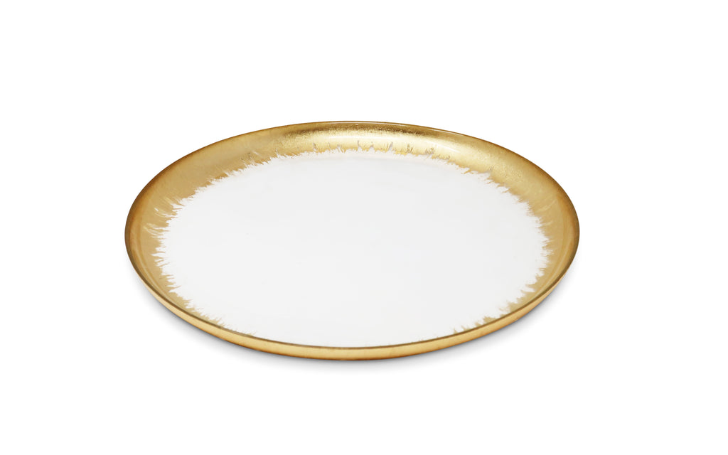 Set of 4 Plates with Gold Brushed Rim