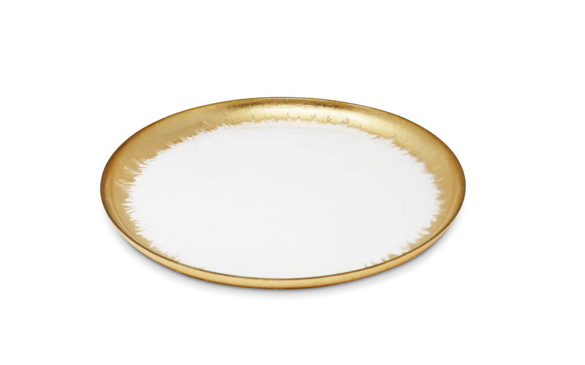Set of 4 Plates with Gold Brushed Rim