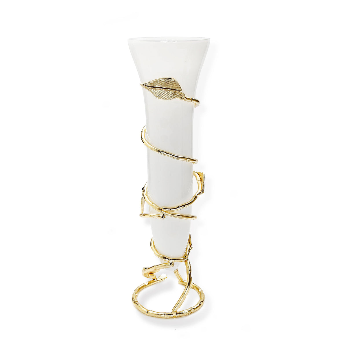Gold Leaf Vase with White Insert