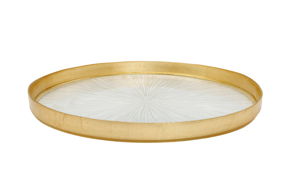 Set of 4 Crystal Glass Dinners Plate with Gold Border