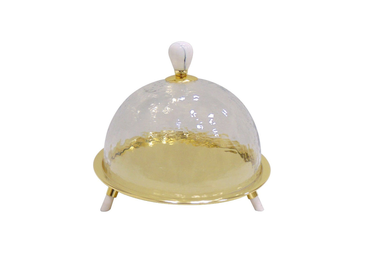 Cake Dome and Tray on Marble Legs, 11"D