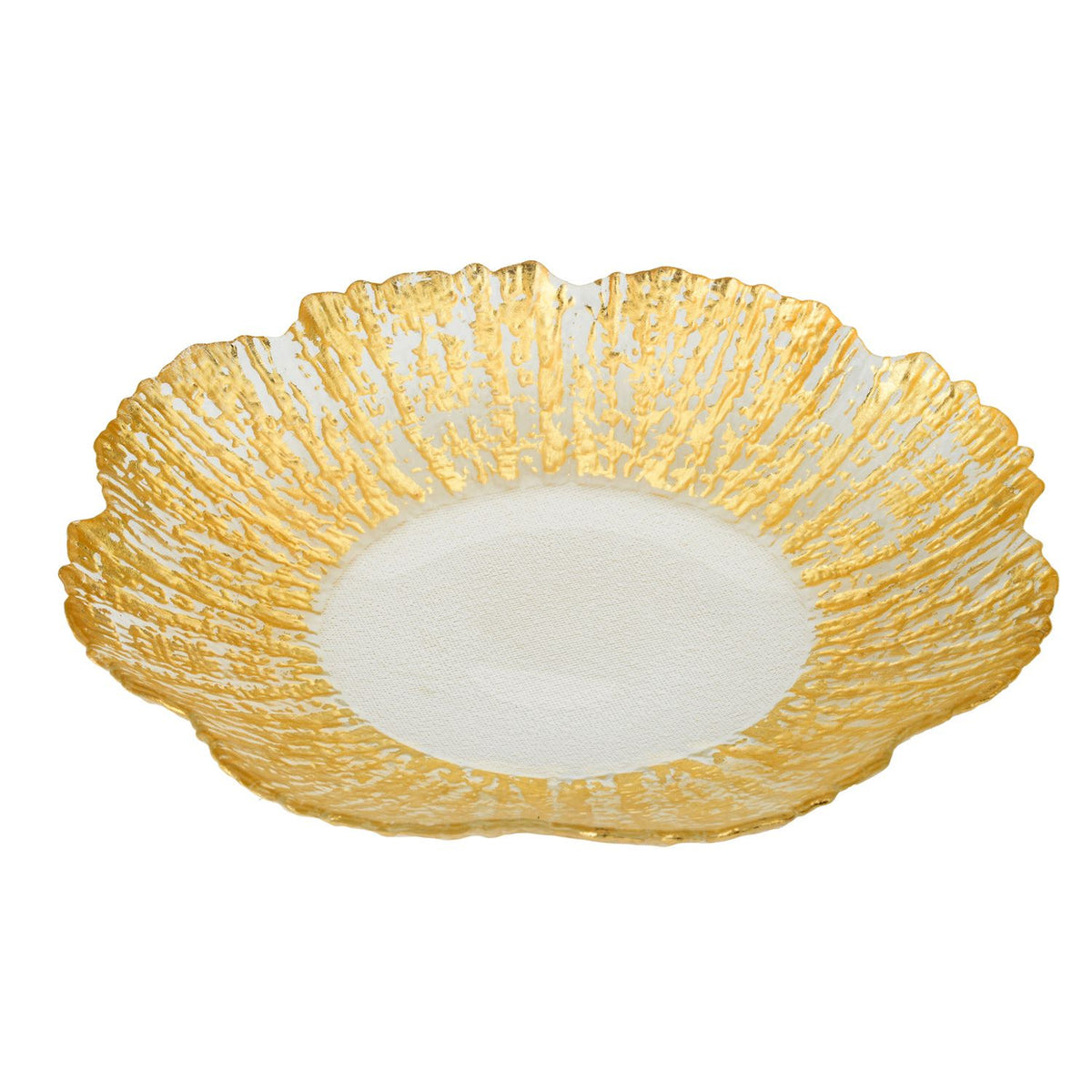 Set 4 Flower Shaped Plates Scalloped-Gold