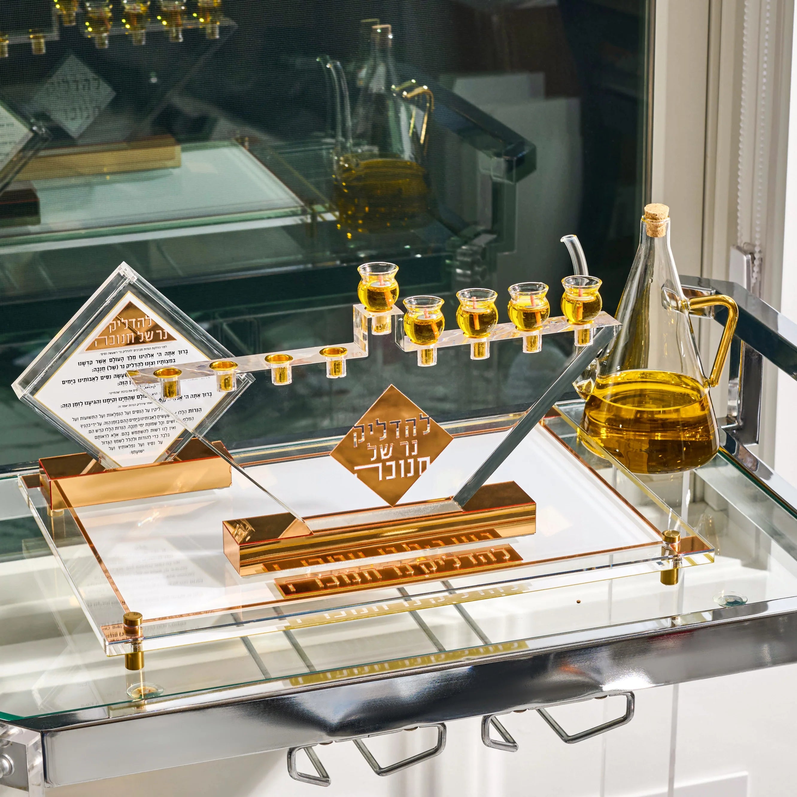 Diamond Chanukah Brachos Tabletop TableTop - Waterdale Collection