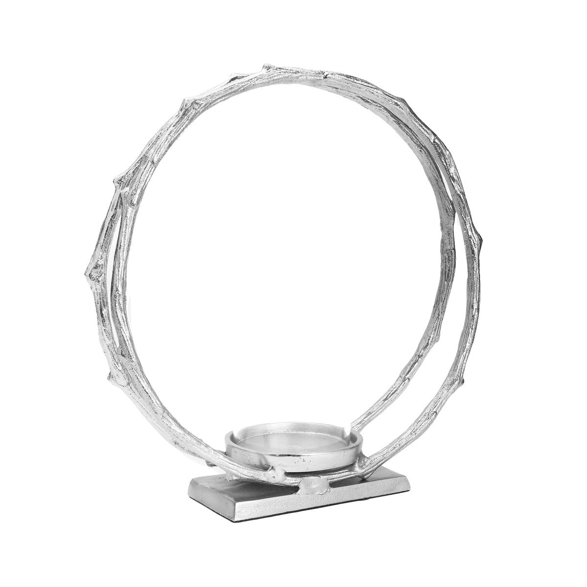 Silver Circle Hurricane Candle Holder