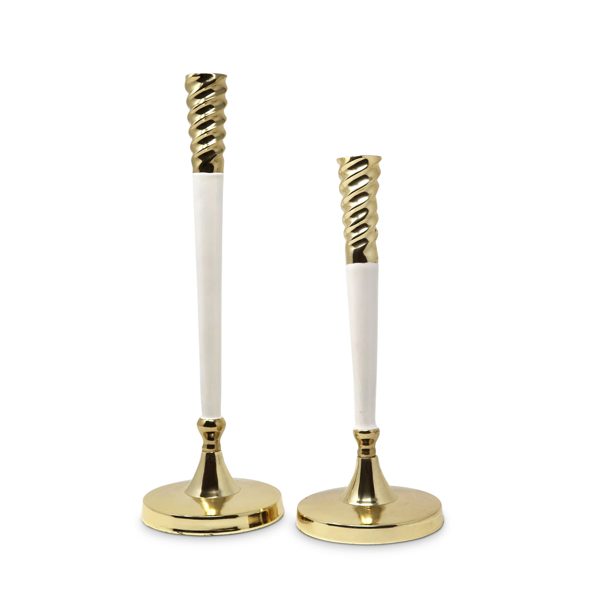 White And Gold Taper Candle Holder, 15"H