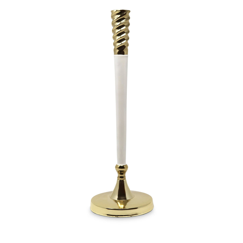 White And Gold Taper Candle Holder, 15"H