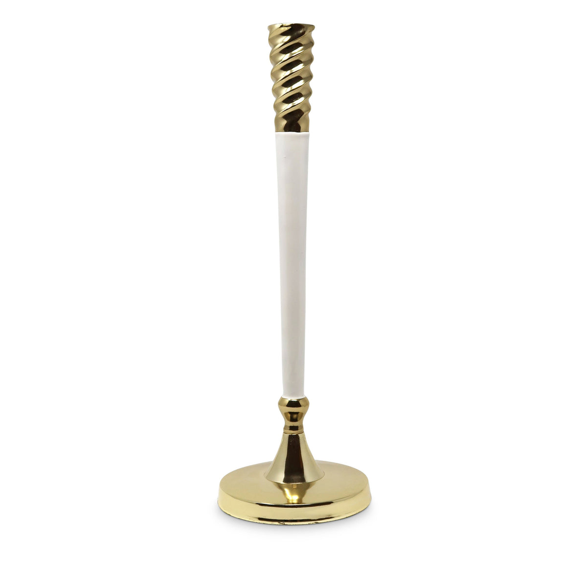 White And Gold Taper Candle Holder, 15"H