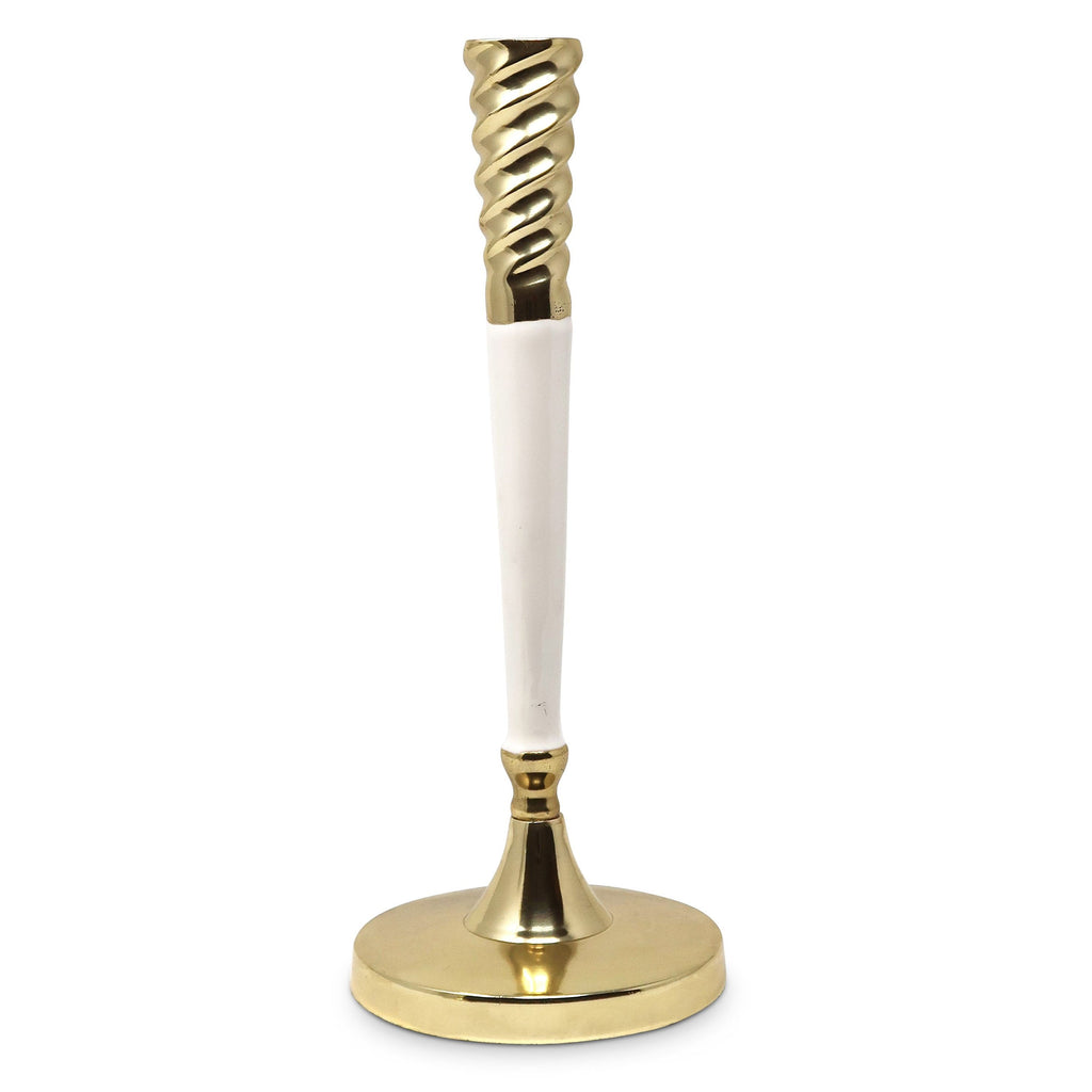 White And Gold Taper Candle Holder, 15"H