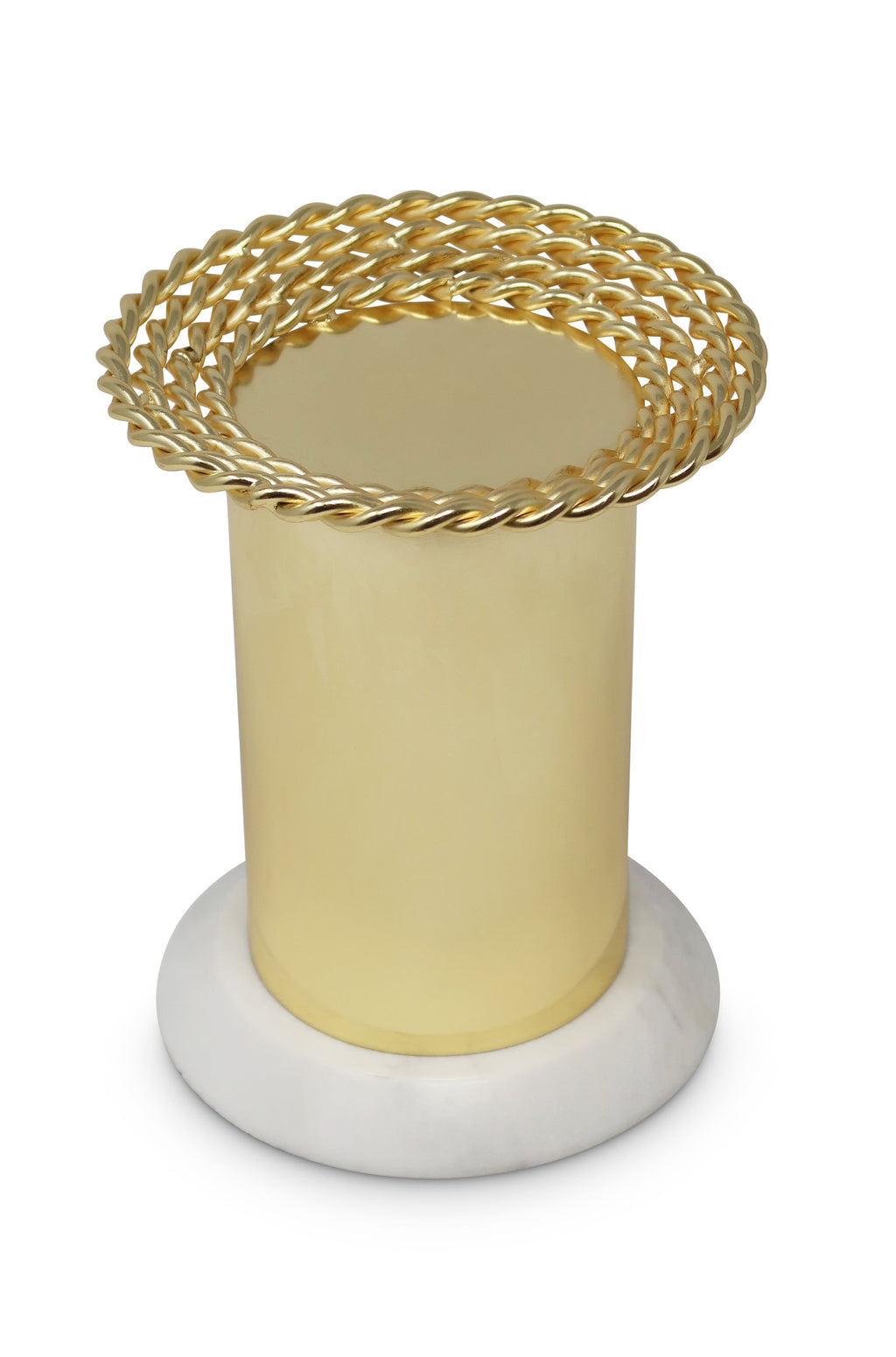 Gold Pillar Candle Holder on Marble Base - Small
