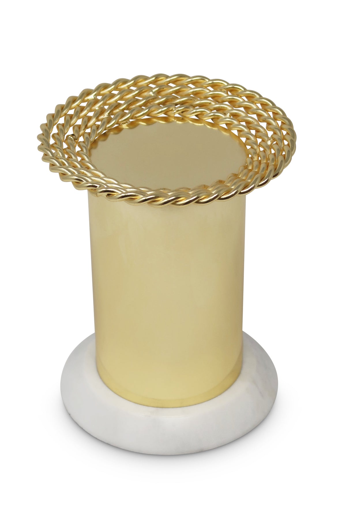 Gold Pillar Candle Holder on Marble Base - Small