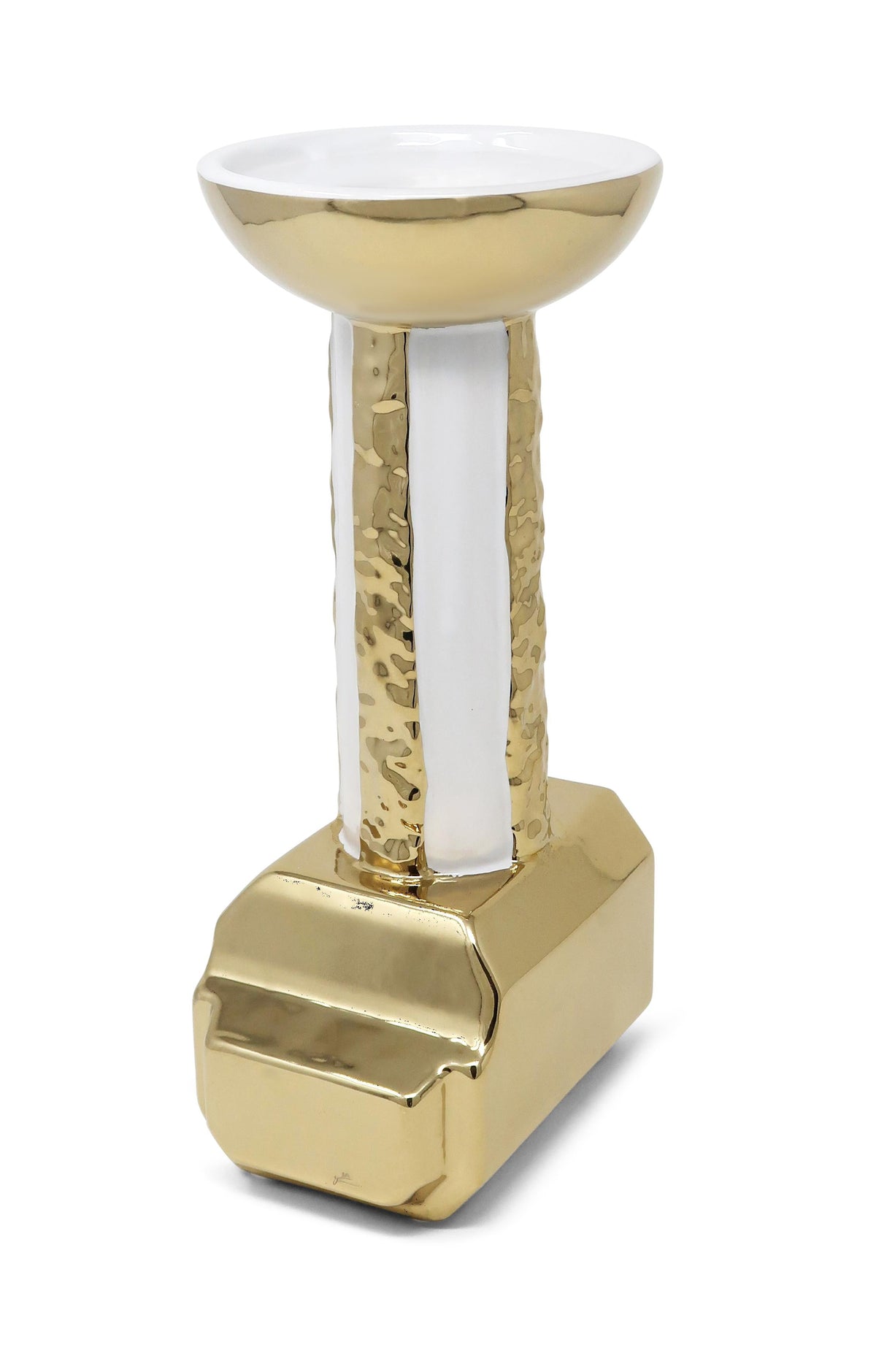 Gold and White Candle Holder Stand