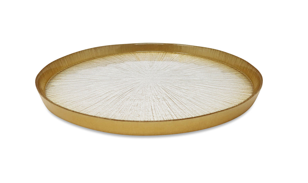 Set of 4 Crystal Glass Plates with Gold Border