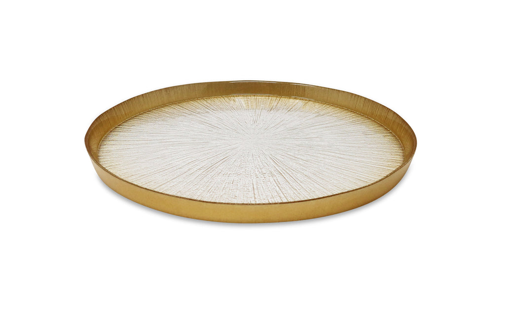 Set of 4 Crystal Glass Plates with Gold Border