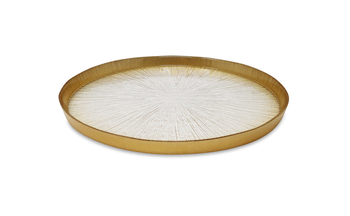 Set of 4 Crystal Glass Plates with Gold Border