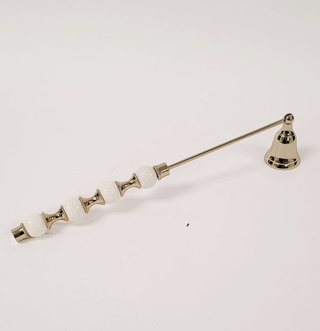 Gold Candle Snuffer White and Gold Beaded Handle
