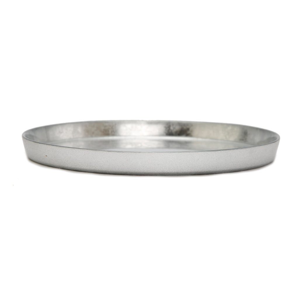 Set of 4 Silver Glitter Salad Plates with Raised Rim