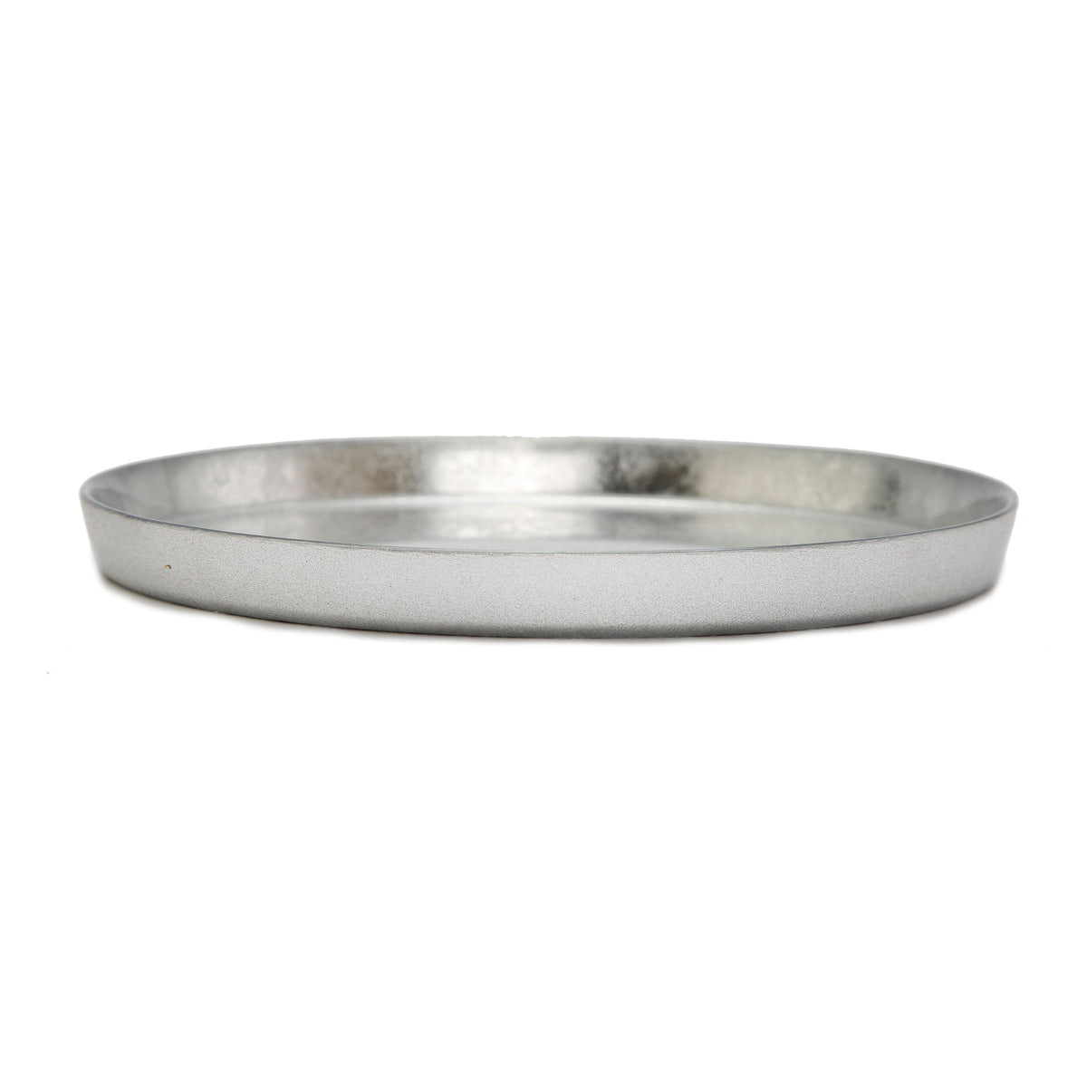Set of 4 Silver Glitter Salad Plates with Raised Rim