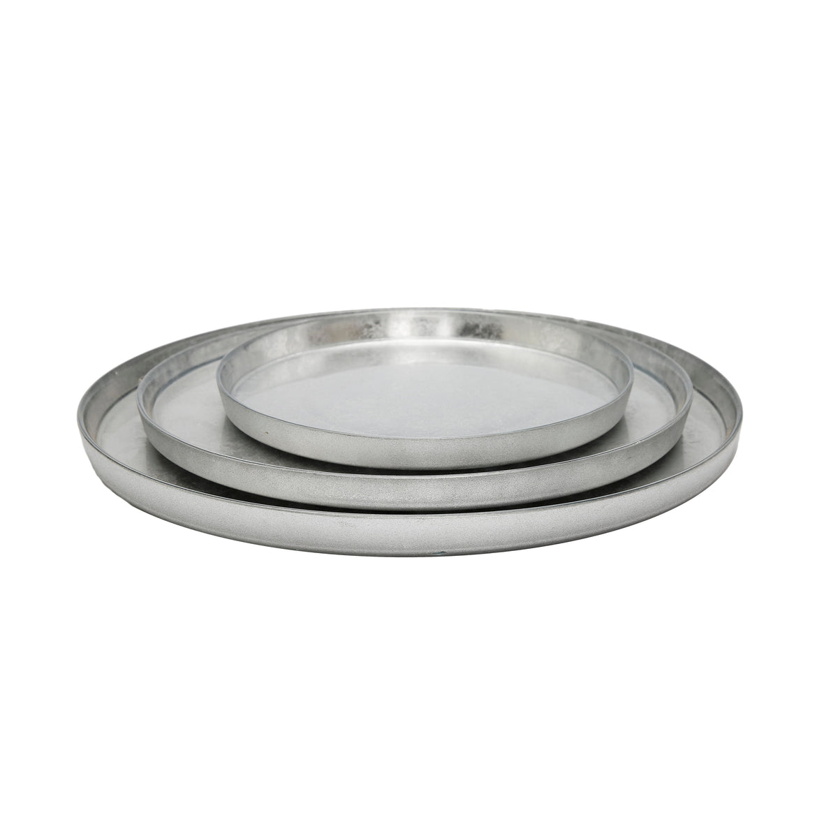 Set of 4 Silver Glitter Salad Plates with Raised Rim
