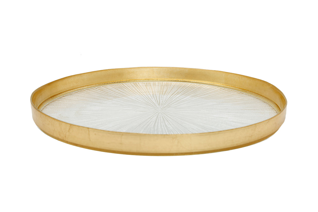 Set of 4 Crystal Glass Salad Plates with Gold Border