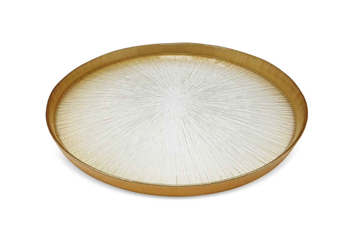 Crystal Glass Platter with Gold Border