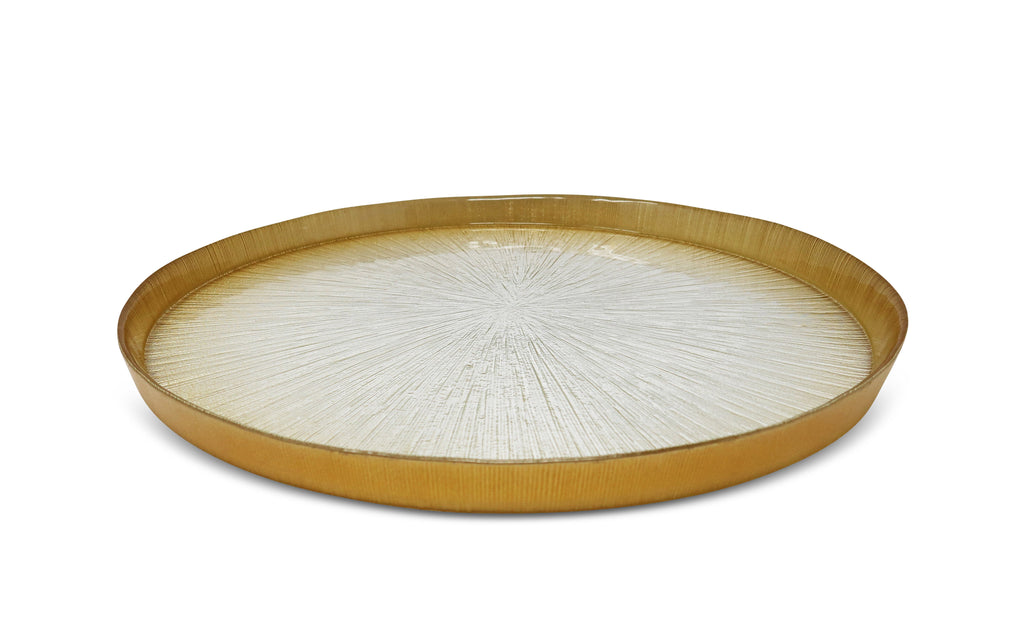 Crystal Glass Platter with Gold Border