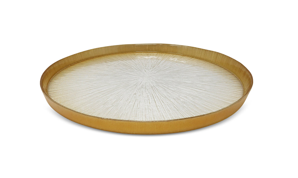 Crystal Glass Platter with Gold Border