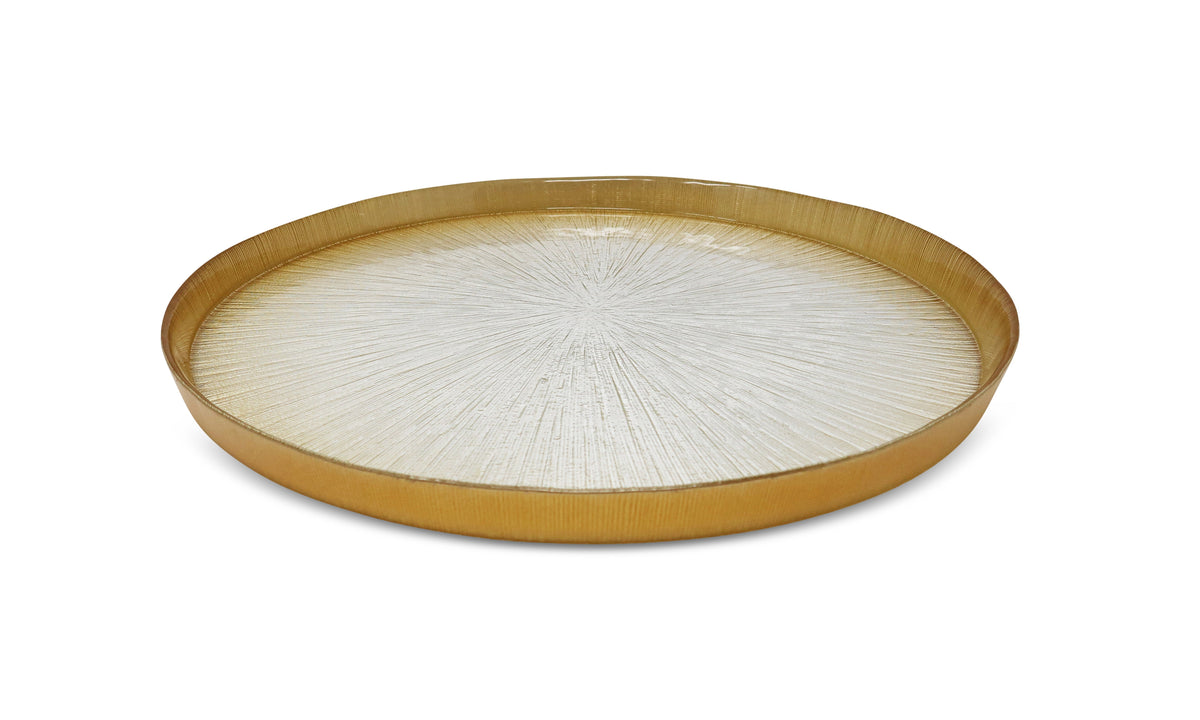 Crystal Glass Platter with Gold Border