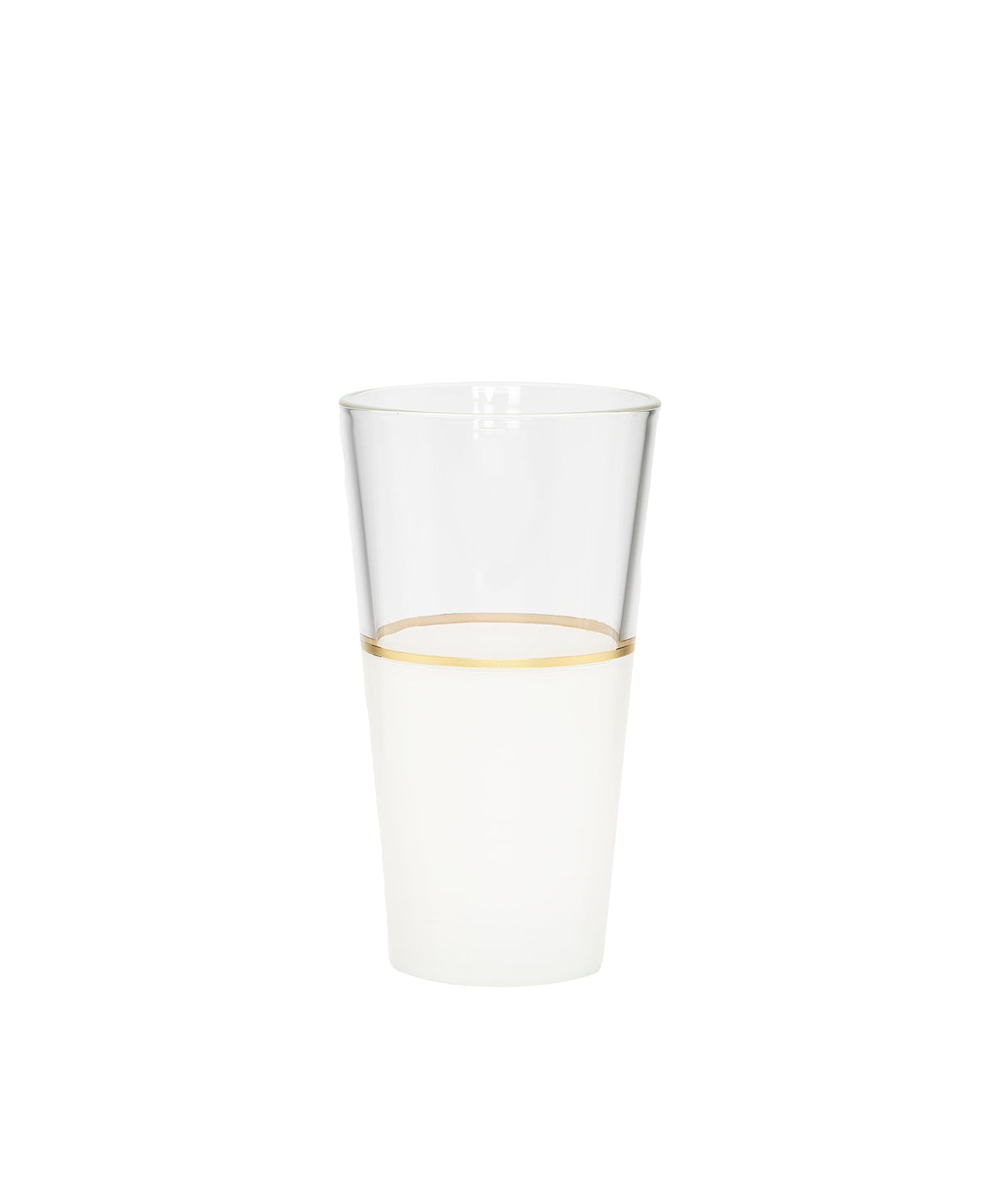 Set of 6 Tumblers White/Clear with Gold Trim
