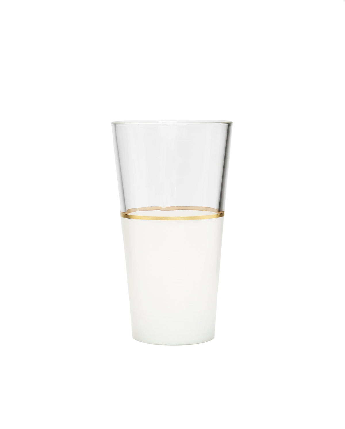 Set of 6 Tumblers White/Clear with Gold Trim