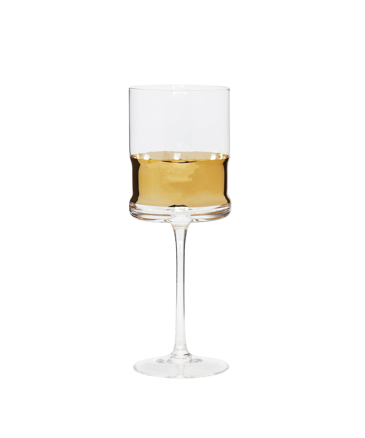 Set of 6 Glasses with Silver/Gold  Stripe and Clear Base
