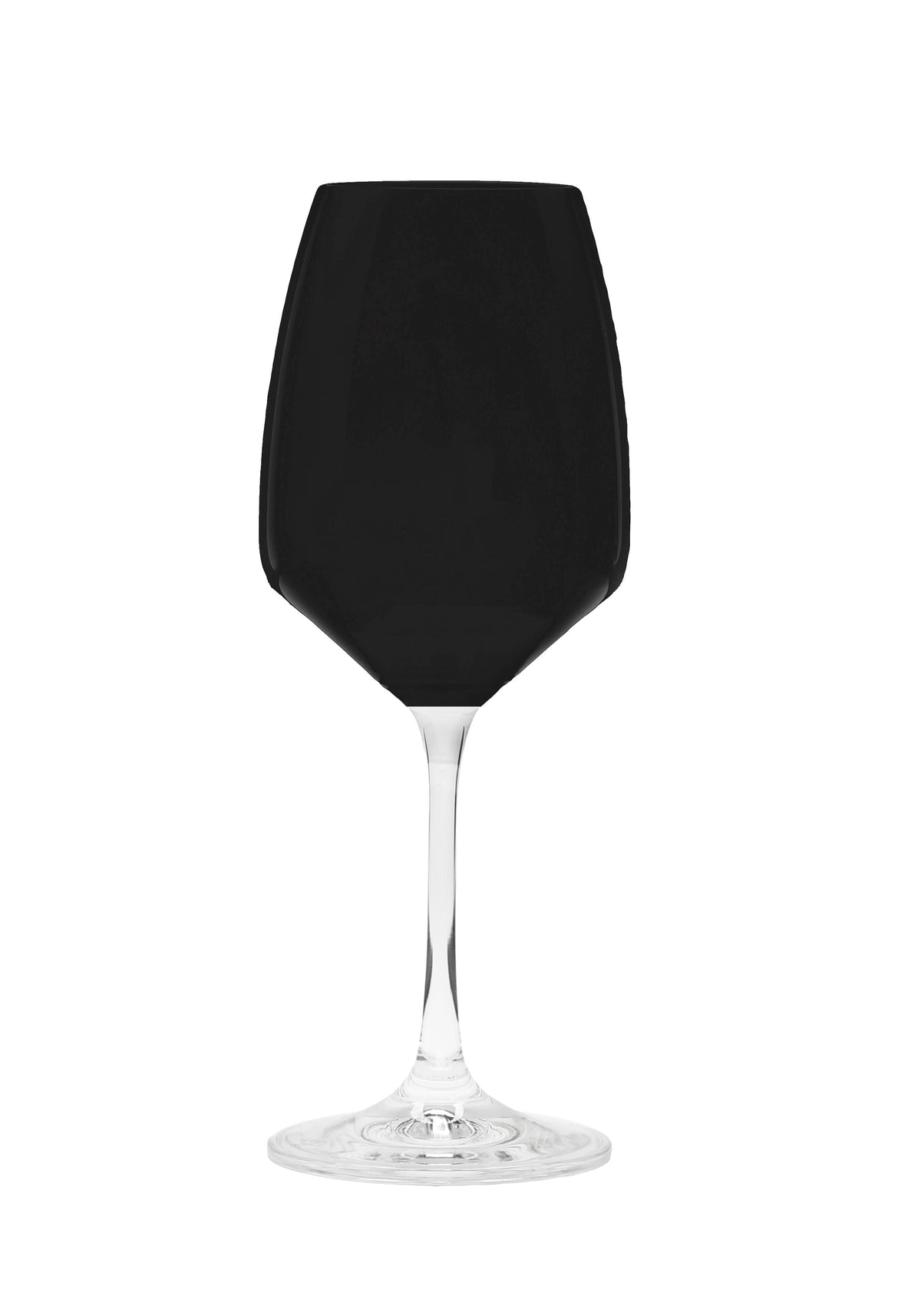 Set of 6 Black Water Glasses with Clear Stem