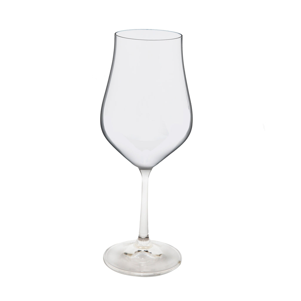 Set of 6 White Water Glasses with Clear Stem