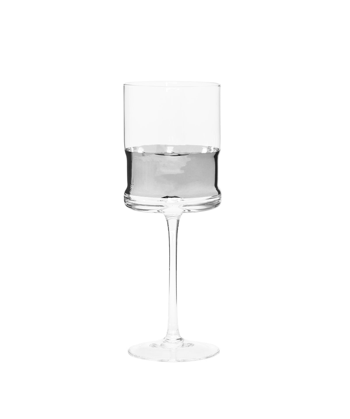 Set of 6 Glasses with Silver/Gold  Stripe and Clear Base