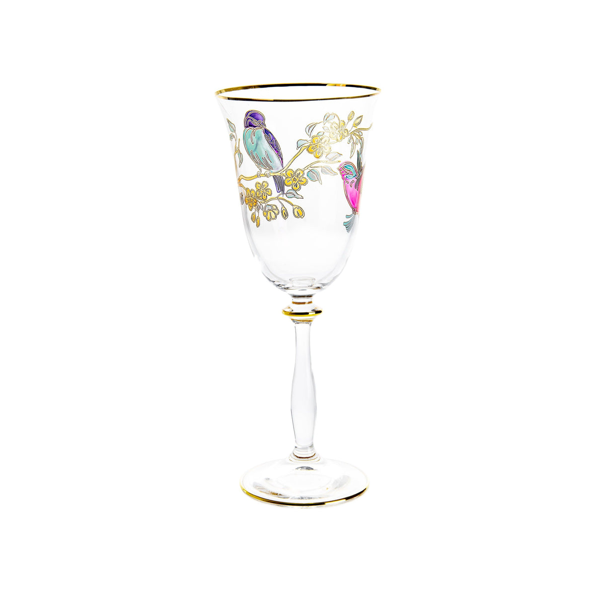 Set of 4 Glasses with Bird Design