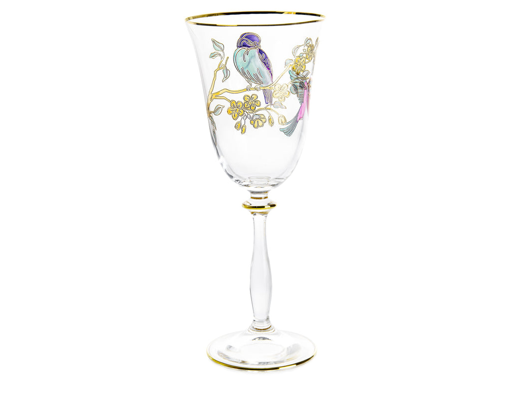 Set of 4 Glasses with Bird Design