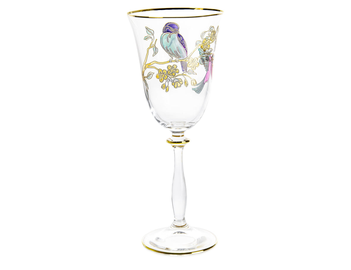 Set of 4 Glasses with Bird Design