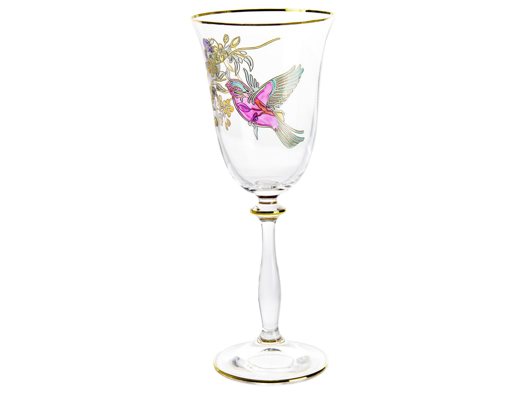 Set of 4 Glasses with Bird Design