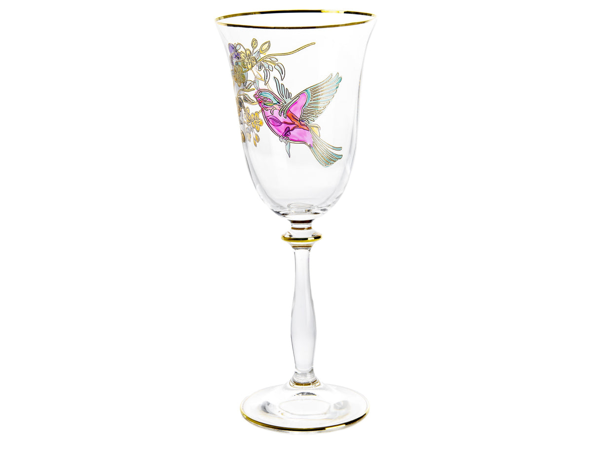 Set of 4 Glasses with Bird Design