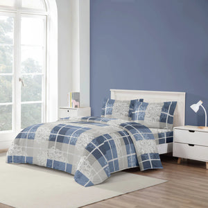 Casual Plaid Blue Duvet Cover Bedding Set