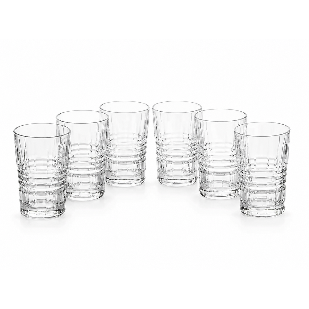 Liscio Ottico - Elegant Set of 6 Glass Glasses with Amber Shade on Bottom